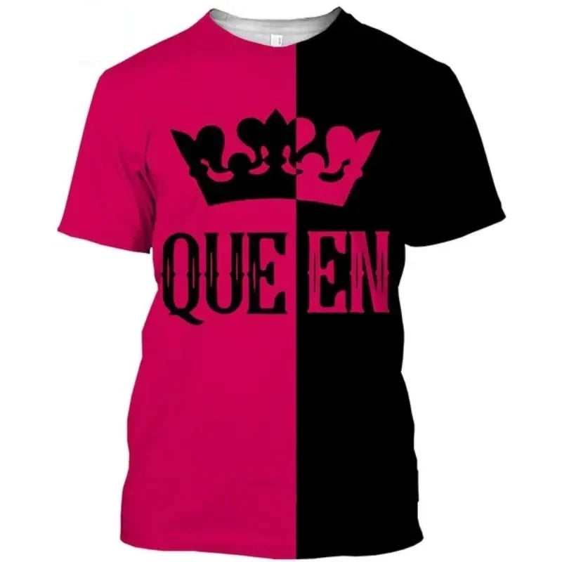 King & Queen Crown All Over Print Couple T Shirts