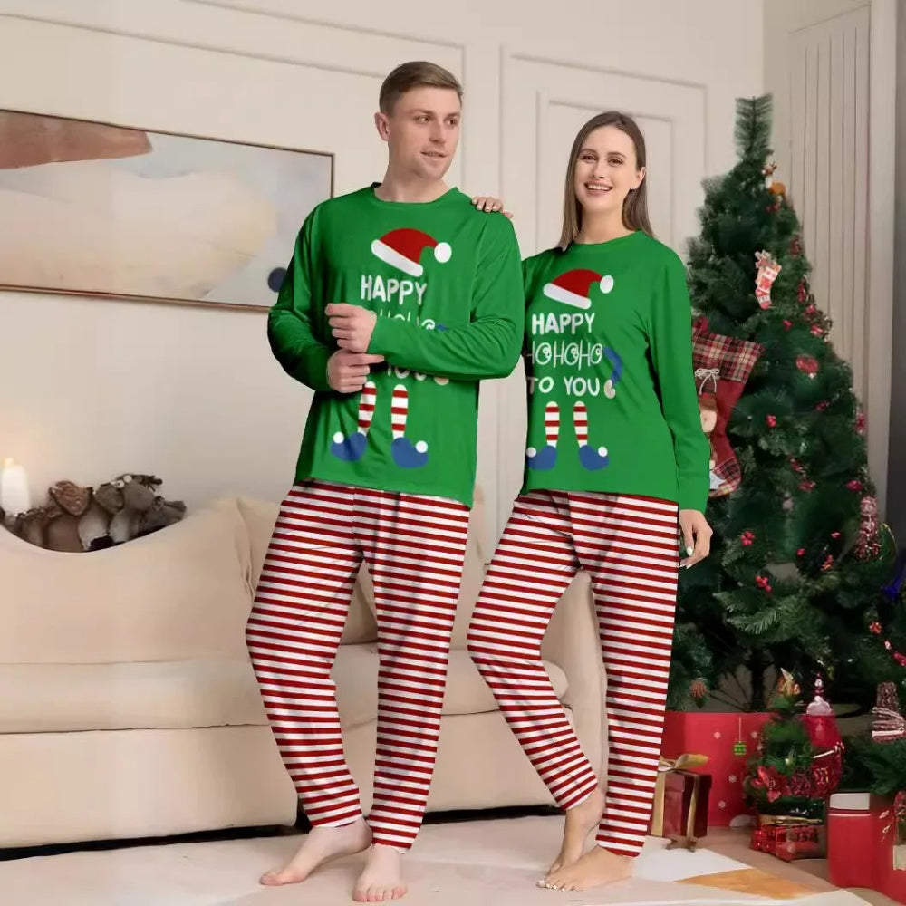 Happy Hohoho Christmas Matching Couple Pajamas Set