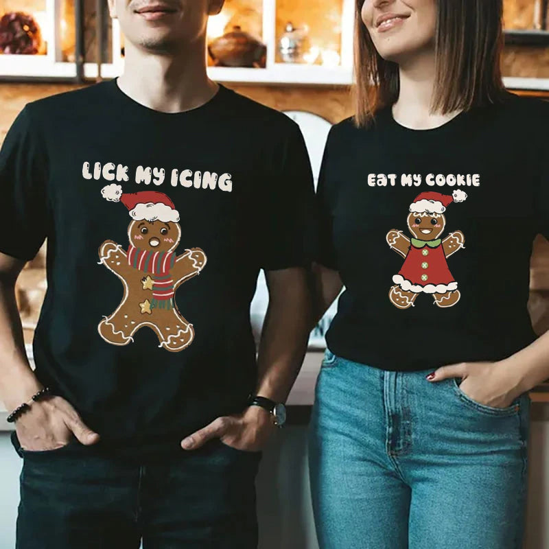 Eat My Cookies Funny Gingerbread Couple Christmas Shirts