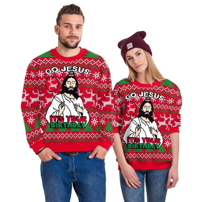 Go Jesus It's Your Birthday Couple Xmas Sweaters