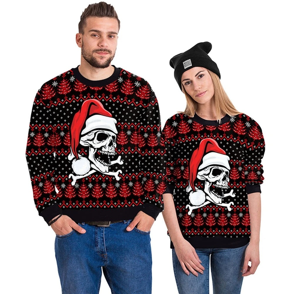 Skull Christmas Couple Ugly Sweaters