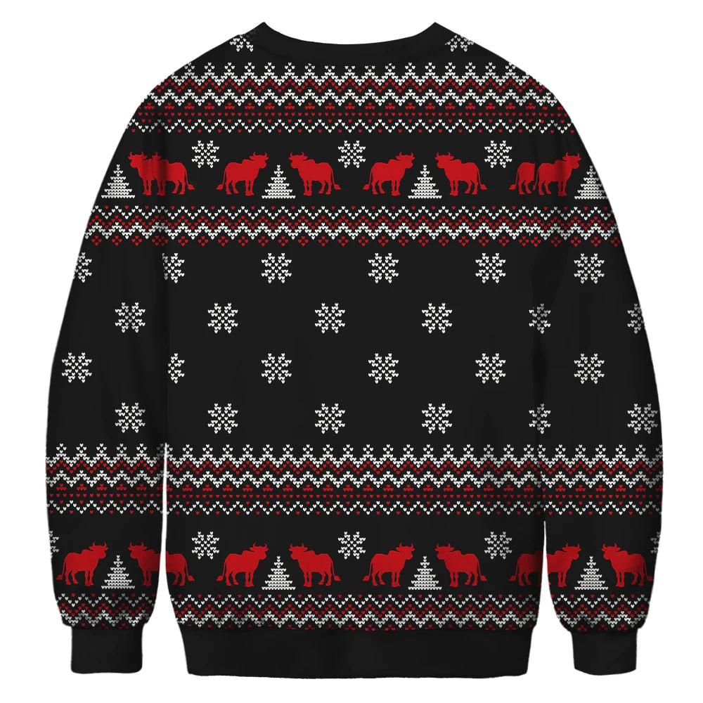 Funny Cow Merry KissMyAss Couple Ugly Sweaters