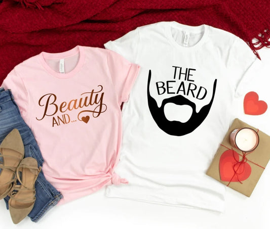 Beauty And The Beard Funny Couple T-shirts