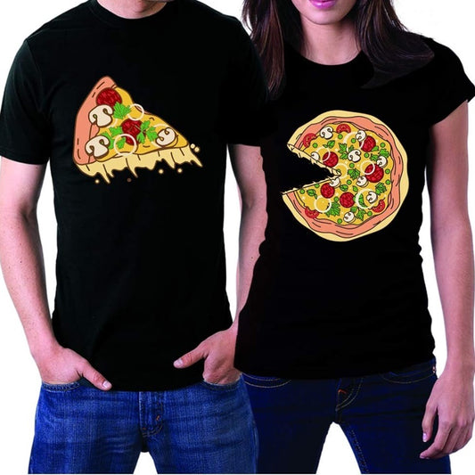 Funny Pizza Couple Matching Tee Shirts