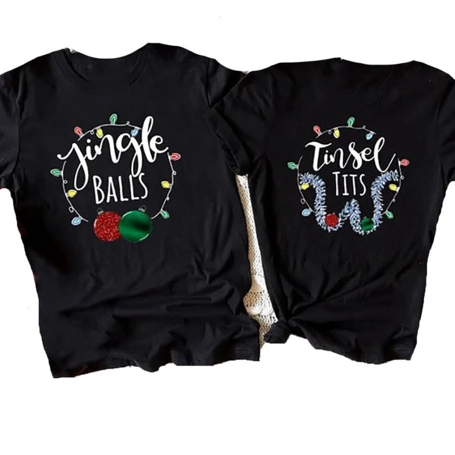 Jingle Balls & Tinsel Tits Funny Christmas Couple Shirts