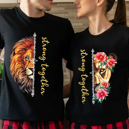 Strong Together Lion Couple Shirts for Boyfriend & Girlfriend