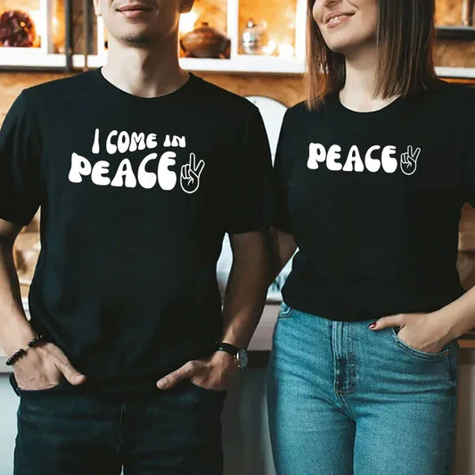 I Come In Peace Funny Couple Tees