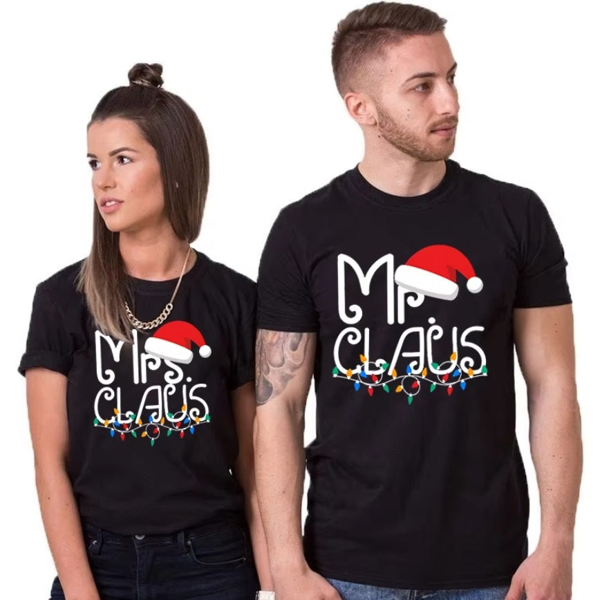 Mr Mrs Claus Lighting Couple Christmas Shirts