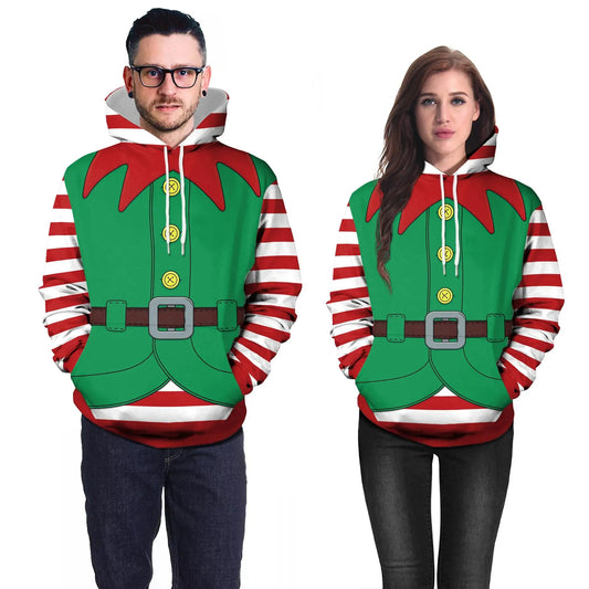 Elf Christmas Couple Hoodies for Boyfriend Girlfriend