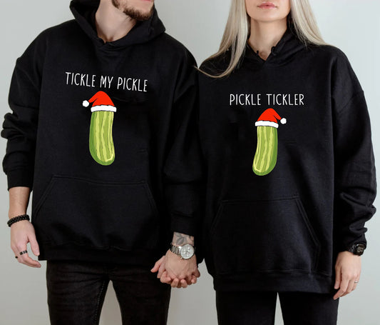 Tickly My Pickle Funny Xmas Couple Hoodies