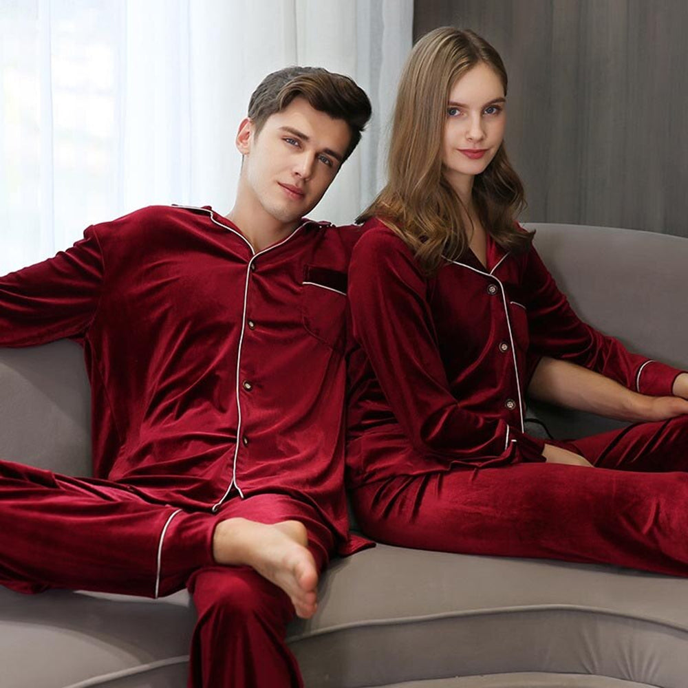 Satin Silk Couple Pajamas 
