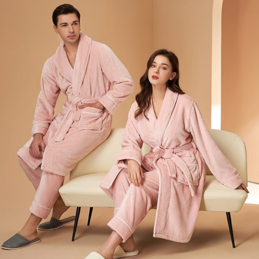 Flannel Winter Couple Pajamas ALMOND
