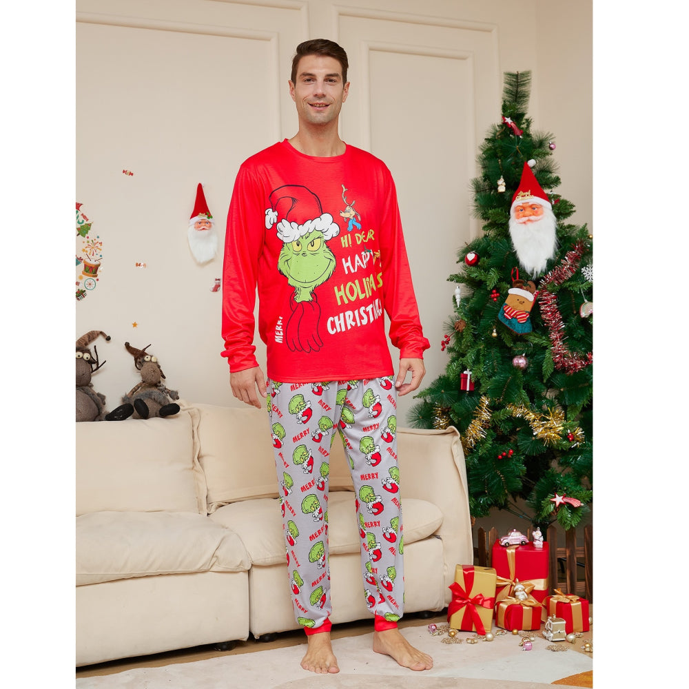 Happy Holiday Grinch Christmas Matching Couple Pajamas