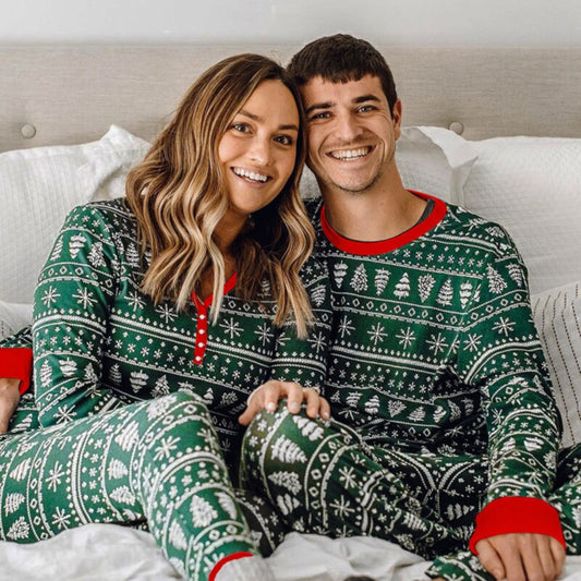 Green Tree Matching Christmas Pajamas for Couple