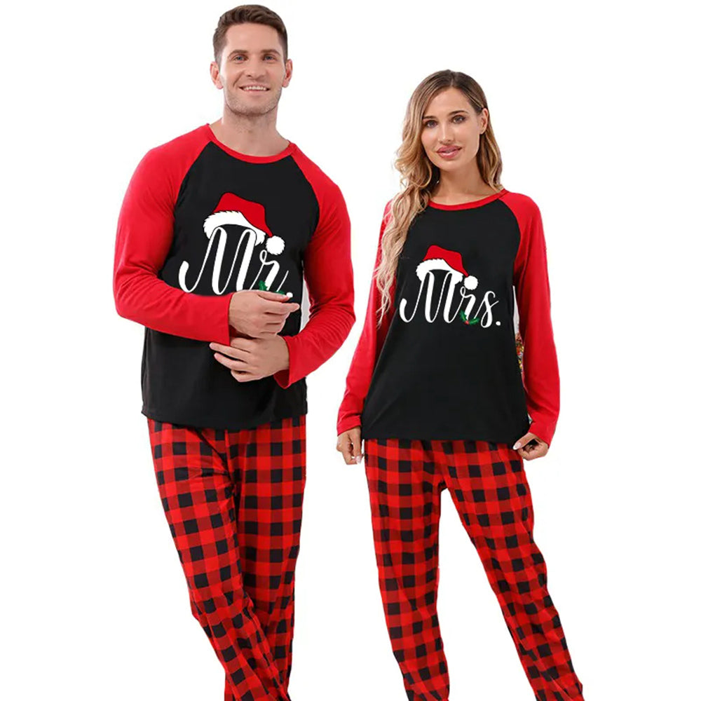 Santa Claus Hat Mr and Mrs Couple Pajamas