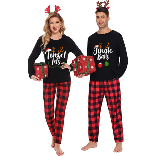 Jingle Balls & Tinsel Tits Funny Couple Xmas Pajamas