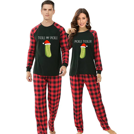 Tickle My Pickle Funny Couple Xmas Pajamas