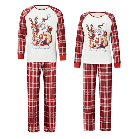 His & Her Christmas Pajamas, Deer & Santa Print