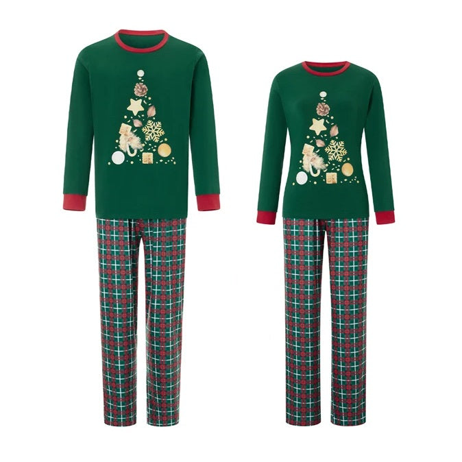 Green Couple Matching Pajamas, Xmas Tree