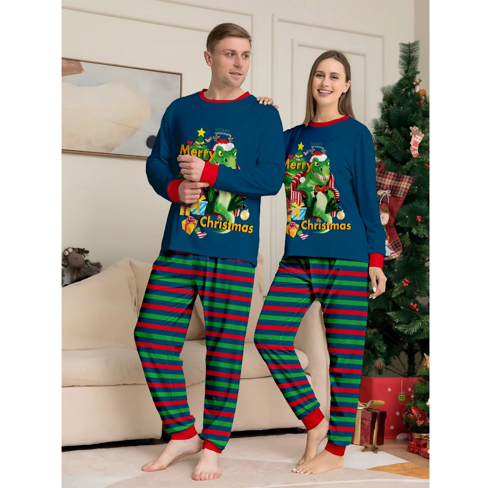 Cute T-rex Couple Matching Christmas Pajamas