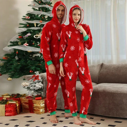 Red Flannel Matching Christmas Pajamas for Couple