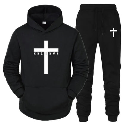 Cross Love & Believe Matching Couple Sweatsuits Tracksuits