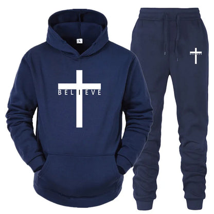 Cross Love & Believe Matching Couple Sweatsuits Tracksuits