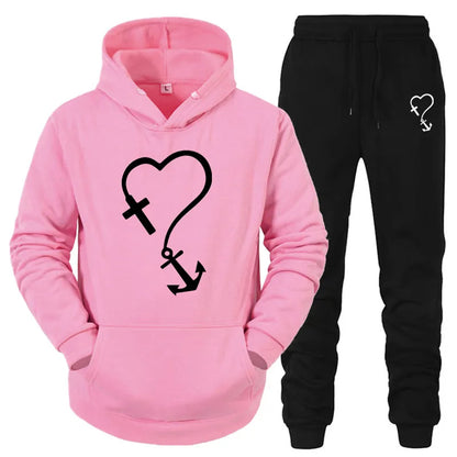 Cross Love & Believe Matching Couple Sweatsuits Tracksuits