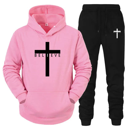 Cross Love & Believe Matching Couple Sweatsuits Tracksuits