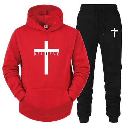 Cross Love & Believe Matching Couple Sweatsuits Tracksuits