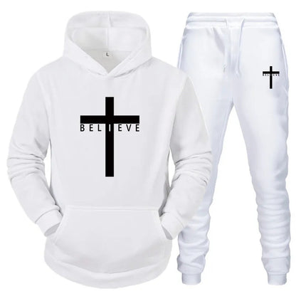 Cross Love & Believe Matching Couple Sweatsuits Tracksuits