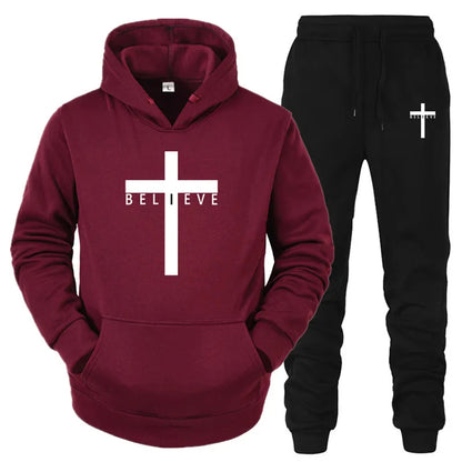 Cross Love & Believe Matching Couple Sweatsuits Tracksuits