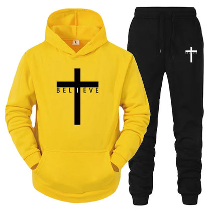 Cross Love & Believe Matching Couple Sweatsuits Tracksuits