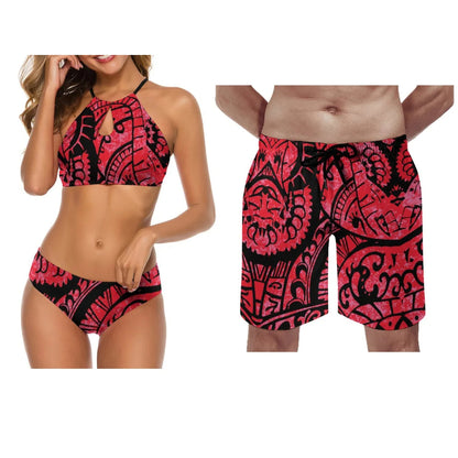 Summer Hawaiian Couple Swimware Swimsuit