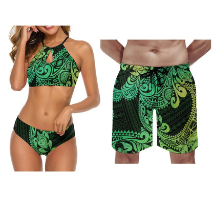 Summer Hawaiian Couple Swimware Swimsuit