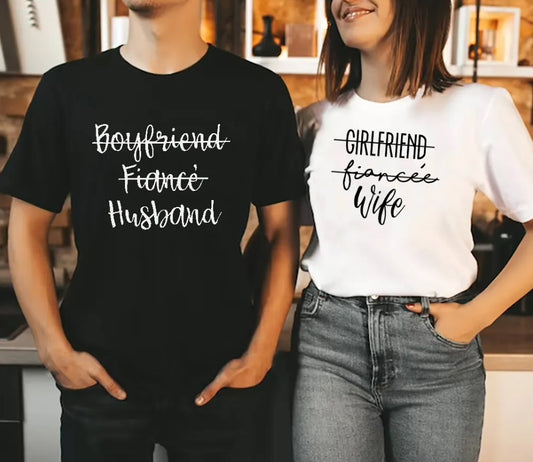 Girlfriend Boyfriend Fiance Wife Husband Matching Couple T-shirt