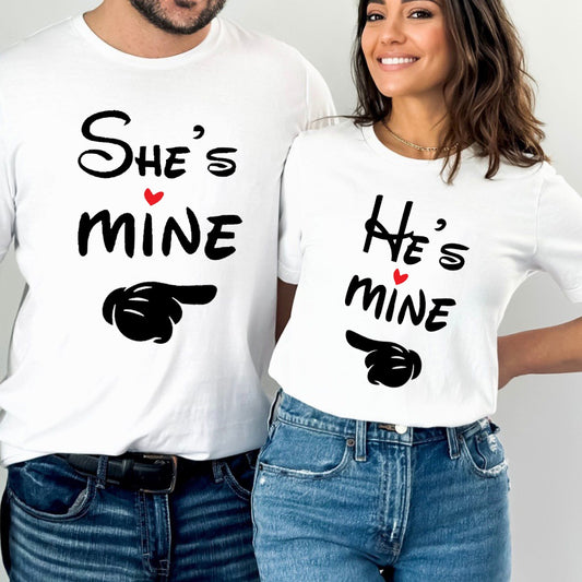 He's Mine She's Mine Couple Matching Shirts