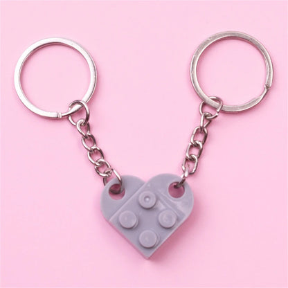 Matching Heart Brick Keychains for Couple