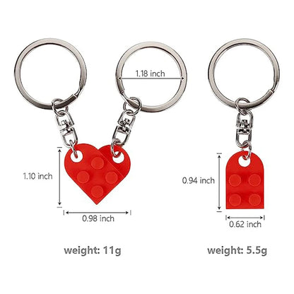 Matching Heart Brick Keychains for Couple