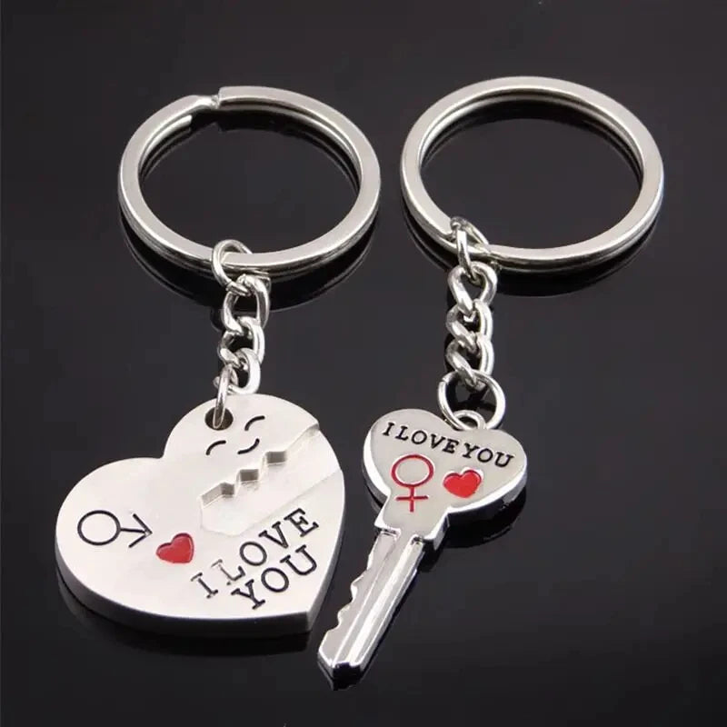 I Love You Key Lock Heart Couple Keychains