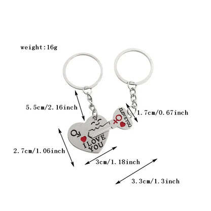 I Love You Key Lock Heart Couple Keychains