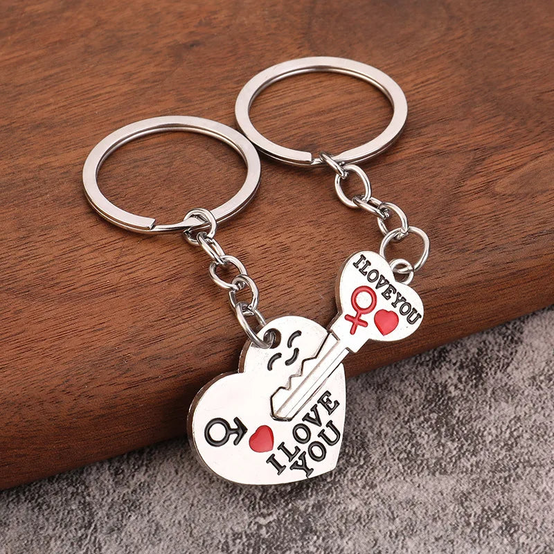 I Love You Key Lock Heart Couple Keychains