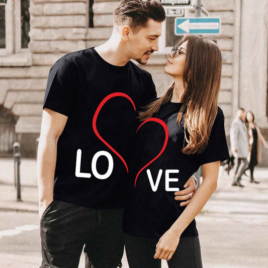 Love Heart Shape Matching T-shirts for Couple Lovers