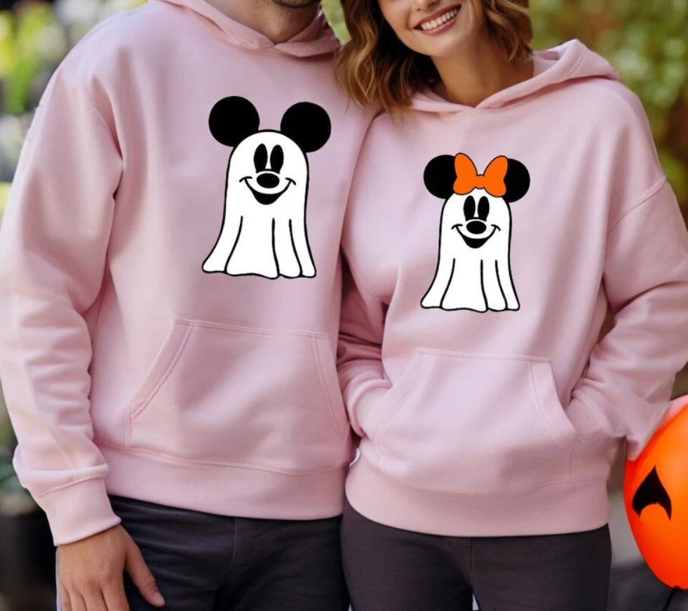 Mickey Boo Face Couple Halloween Hoodies