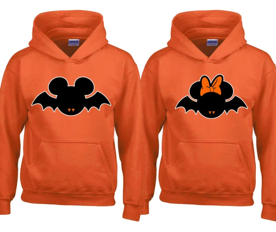 Mickey Minnie Bat Matching Halloween Hoodies for Couple