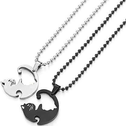 Cute Cat Jin Jang Couple Necklaces