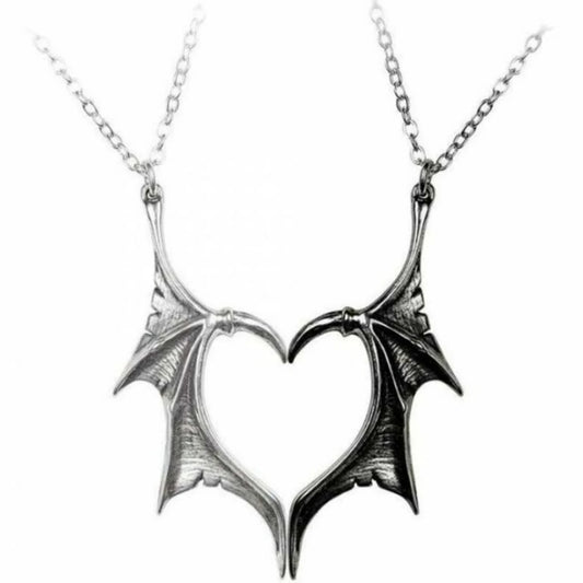 Vintage Gothic Dragon Wing Couple Necklaces