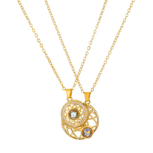 Sun Moon Couple Projection Necklace