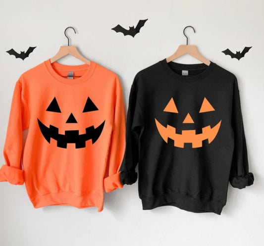 Pumpkin Face Matching Halloween Hoodies for Couple