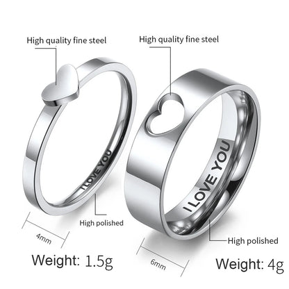 I Love You Heart Couple Ring Set